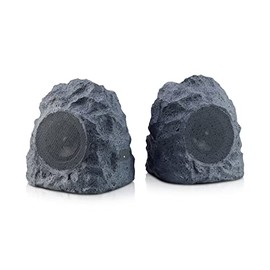 iHome IHRK-400-PR Wireless Rechargeable Stereo System IPX5 Waterproof All Weather Outdoor Bluetooth Nature Slate Rock Pool Garden 4" Inch 20W Watt Landscape Rock Speakers Pair