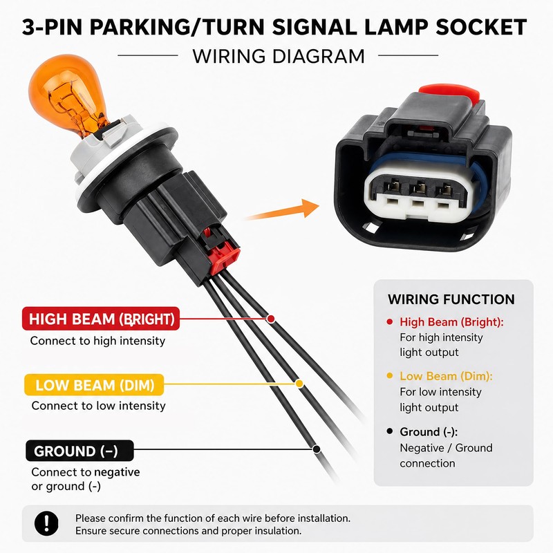 Svicari Front Parking/Turn Signal Socket & Bulb & Wire Harness