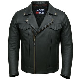 Outrider Leather Men’s Premium Black Buffalo Cruiser Motorcycle Jacket with CE Armor, Concealed-Carry Pockets & Multi Pockets & Airflow Vents Black M