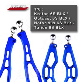 Aluminum Front Suspension Arms Upgrades Part for 1/8 Kraton,Outcast,Notorious,Talion 6S BLX,ARRCat 4pcs Front Lower Upper Swing Arm Set Hops up w/Pivot Balls,Navy Blue