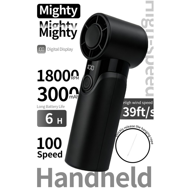 Mini Pocket Handheld Fan, 100 Speed Button Adjustable Personal Fan,