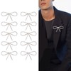 10Pcs Diamond Rhinestone Bow Glass Flash Brooch Claw Chain Suit