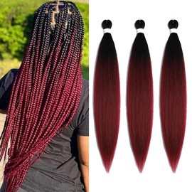 Braiding Hair Pre Stretched 30 Inch Ombre Braiding Hair 3packs Professional Crochet Hair Extensions Yaki Straight High Temperature Synthetic Fiber for Braids（30",B8)