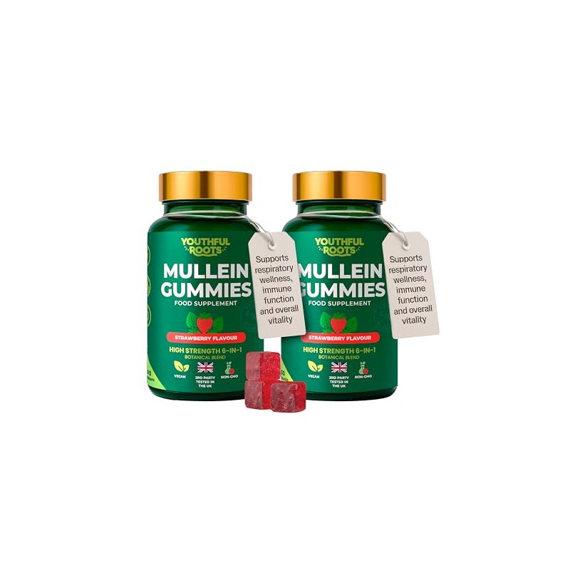Youthfull Roots Mullein Gummies (2 Pack, Strawberry)