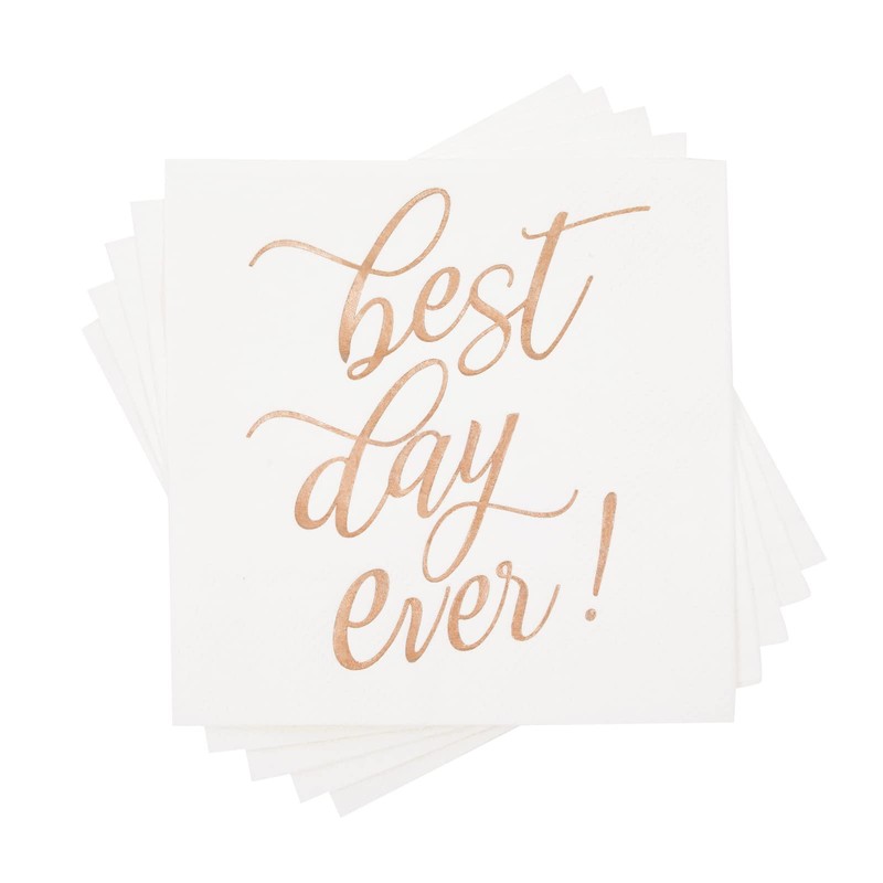 50-Pack Best Day Ever Napkins - Disposable Napkins for Wedding