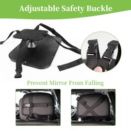 BHock Auto Baby Car Mirror, Adjustable 360° Car Seat Mirror for Baby Rear Facing, Backseat Mirror with Acrylic Material, Secure & Shatterproof, Mirror for Backseat with Wide Crystal Clear View (Black)