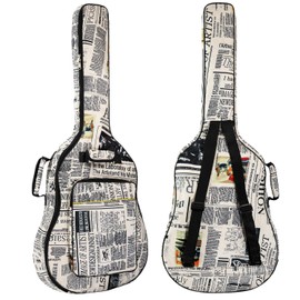 moosiker 36/38 Inch Acoustic Guitar Gig Bag with 6mm Shockproof Padding - Ultra-Soft Lightweight Case for Travel Storage, Vintage Newspaper Print Design (36/38 inch Newspaper guitar bag)