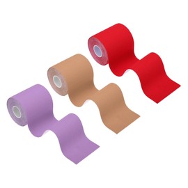PATIKIL 5.5 Yard x 3 Inch Kinesiology Tape, 3 Roll Adhesive Cotton Sports Muscle Support Tapes Waterproof Elastic Tape for Knee Ankle Wrist Shoulder, Purple/Red/Brown