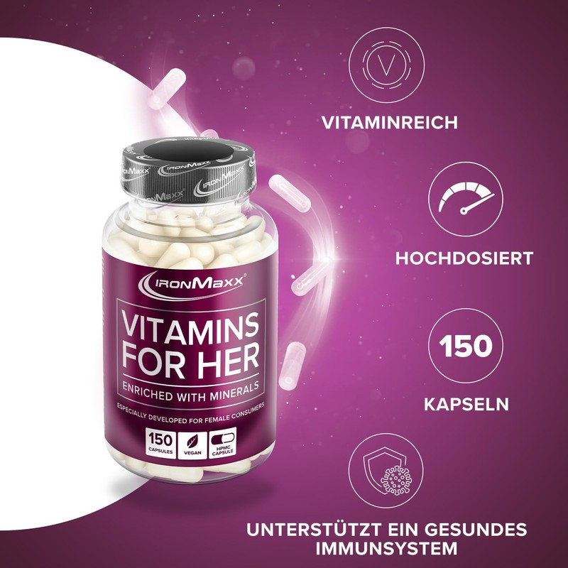 IronMaxx Vitamins for Her - 150 Kapseln | Optimale Mischung