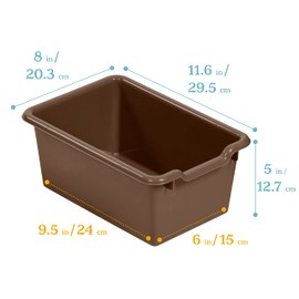 ECR4Kids Scoop Front Storage Bin, Multipurpose Organization, Chocolate, 30-Piece