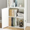 Puntogen 4 Tier Bookcase with Doors, White Bookshelf & Wide