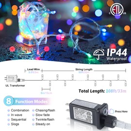 String Lights Indoor,YOUNGAR Twinkle Lights,98FT 200 LED 8 Modes Multicolor Christmas Lights Outdoor,30V UL Certified Small Lights Plug in for Home, Garden, Wedding, Party, Holiday Decoration