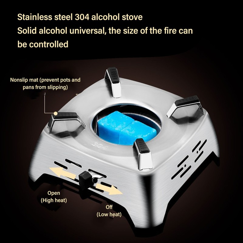 Drawer Type Alcohol Burner One Piece Stainless Steel Sliding Adjustment