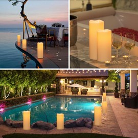 KunSwenn Outdoor Candles with Timer Waterproof, 10” x 4” & 8” x 4” Set of 2 Waterproof Candles with Remote, Large LED Pillar Battery Operated Candle for Outdoor Outside Lartern Porch Patio Decor