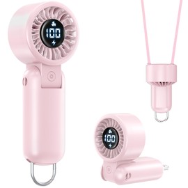 Portable Handheld Turbo Fan with LED Display - Turbocharged 32ft Cooling, Long-lasting 5 Speeds 4oz Lightweight, USB Rechargeable Mini Personal Hand Held Fan for Travel, Office, Makeup, Women/Men