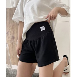 Aimoha Women's Maternity Shorts, Half Pants, Thin, Showpan, Adjuster, Plain, Pajamas, Room Pants, Wide, Black
