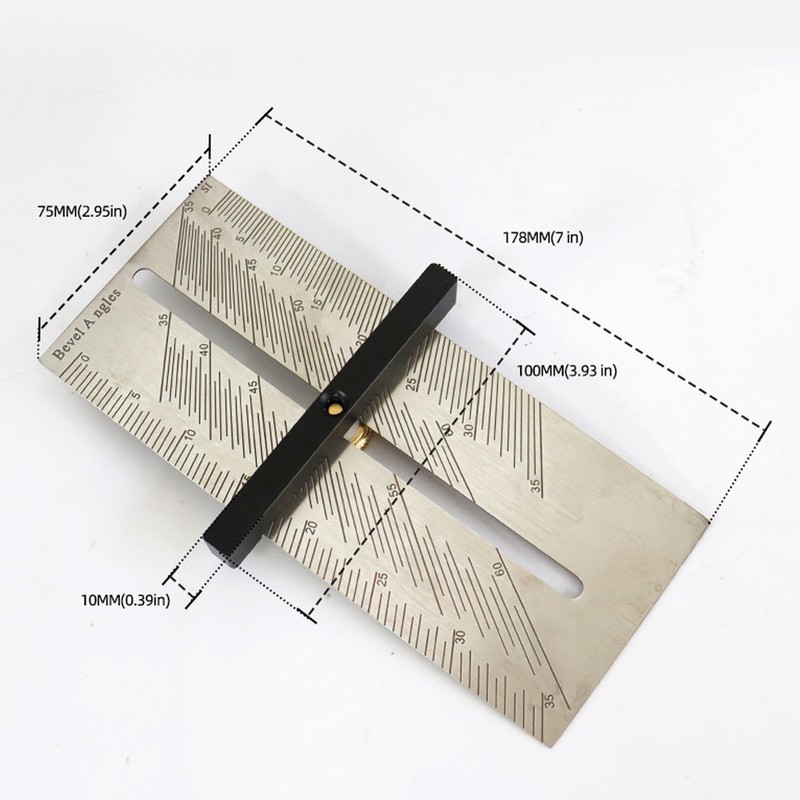 Woodworking Scriber Multi-functional Protractor Adjustable BevelAngle Gauge Stainless Steel Angle