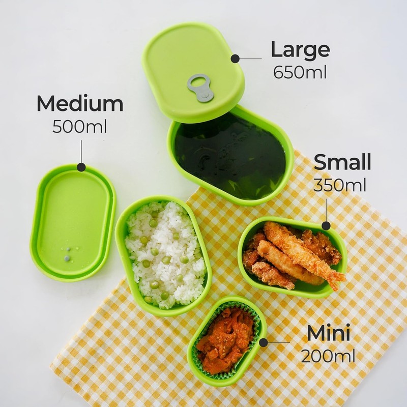 Premium Korean-Made Silicone Airtight Food Container 350ML – Mango Yellow