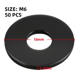 M6 Stainless Flat Washers, 18mm Outer Diameter, 304 Stainless Steel Metal Washers for Screws and Bolts, Black Finish, 50 PCS