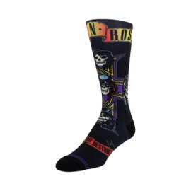 PERRI'S SOCKS Unisex Guns N Roses Dye Sublimation Crew 001 Socks, Black, Yellow, Red, Blue, M, Black, yellow, red, blue
