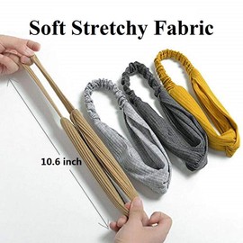 MKUCCD Headbands for Women Twist Knotted Women Head Bands Boho Stretchy Hair Bands Non Slip for Girls Criss Cross Turban Plain Headwrap Yoga Workout Vintage Hair Accessories, Solid Color