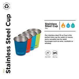 Klean Kanteen Dragon Tails 1010583 Pint Cups, Stainless Steel, Single-Walled, in Various Colours, 296 mm, Set of 4