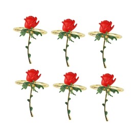 ARFUKA Pack of 6 Napkin Rings Metal Napkin Rings Napkin Buckles Roses Napkin Clip for Wedding Dinner Anniversary Table Decoration