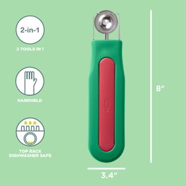 Chef'n Watermelon Scooper and Slicer - 2-in-1 Fruit Scooping Tool and Melon Baller Set for Quick Watermelon Cubes, Fruit Prep, and Summer Snacking - Nesting Kitchen Essentials