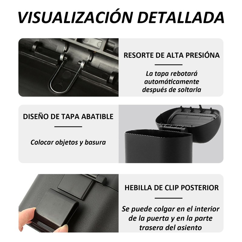 2 Cubo de Basura para Coche con Tapa, Mini Bote