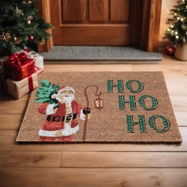 Folkulture Christmas Door Mat Outdoor, Eco Friendly Christmas Door Mats for Front Door, 24 X 16 Inch Welcome Matt or Doormat for Home Entrance, Durable & Anti Slip Coir Door Mats (Ho Ho Ho)