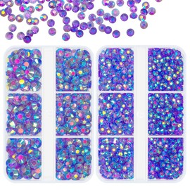 qiipii Transparent Dark Purple AB Resin Rhinestones for Crafting Clear Deep Purple Flatback Jelly Stones 3mm 4mm 5mm 6mm Non-Hotfix Gems Diamonds Charms for Face Eyes Makeup Tumblers Bottle DIY Crafts
