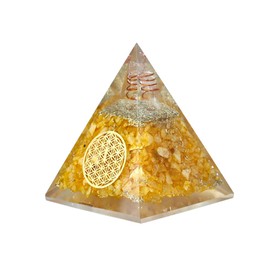 Citrine Orgone Pyramid - Clarity, Emotional Balance, Insomnia Relief - Orgonite Crystal Pyramid for Meditation and Spiritual Growth - Citrine Crystal Stone - Copper Pyramid for Wealth Attraction