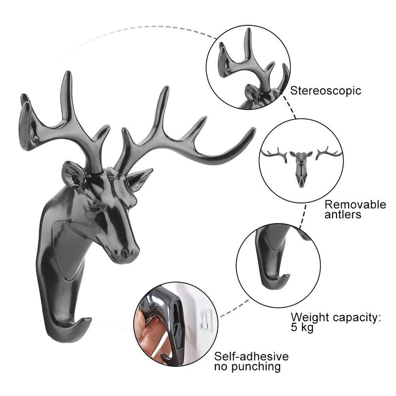 Duokon Animals Deer Head Hook Hanger Rack Holder Wall Mount