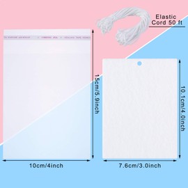 50 Pieces Sublimation Air Freshener Blank Sheets Car Scented Hanging Felt Air Freshener White Fragrant Sheets with 100 Pieces Bags and Elastic Rope for Interior Use and Decor