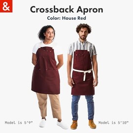 hedley & bennett Crossback Apron – Chef Apron with Pockets, Adjustable Straps, 100% Cotton Canvas – House Red
