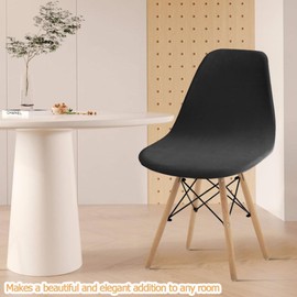 Bifaunvogel Shell Chair Covers Velvet Mid Century Modern Dining Chair Covers Stertch Dining Room Shell Side Chair Slipcovers Lounge Armless Chairs Covers for Kitchen Dining Room Set of 2 Black