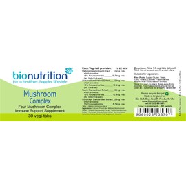 Bio Nutrition Mushroom Complex 500mg : Antioxidant and Wellbeing Complex : 30 vegi-tabs