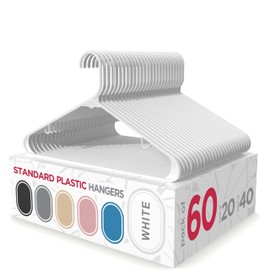 Sharpty Plastic Hangers Clothing Hangers Ideal for Everyday Standard Use (White, 60 Pack)