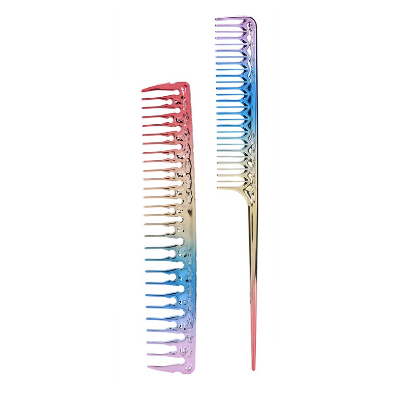 5pcs Space Aluminum Colorful Gradient Haircut Comb Salon Hairdressing Comb
