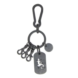 agnes b. Voyage Metal Plate Key Holder, Leather Version, With Shop Bag (Black)