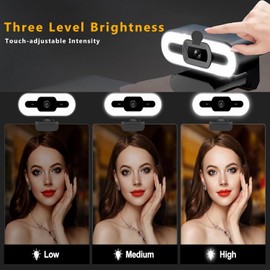 GKEAPZA Webcam with Ring Light Microphone - Streaming Web Camera, 1080P Full HD Pro Camera for PC Mac Laptop Desktop, USB Computer Webcam with Privacy Cover and Tripod for Zoom Meeting