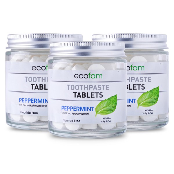Ecofam Chewable Xylitol Toothpaste Tablets - 90 Natural Whitening Paste