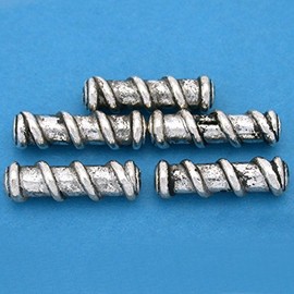 15g Bali Spiral Tube Beads Antq Silver PLT 22.5mm App 4