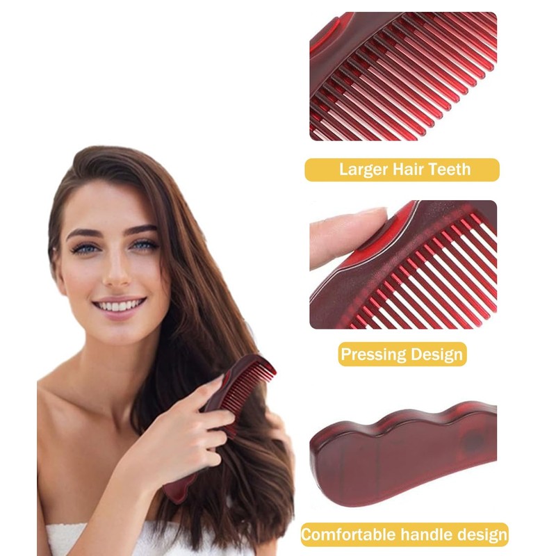 2 Pcs Dandruff Comb with Hollow Tooth | Wave Handle