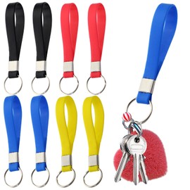 Onyxify 8pcs Key Ring, Multifunctional DIY Craft Key Ring, Fashion Heavy Duty Silicon Key Ring 4 Colors Key Fob for Bag, Purse, Backpack(4 color)