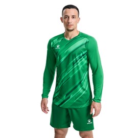KELME Men's Soccer Goalie Jerseys,Padded Goalkeeper Kit,Goalie Shirt and Short with Socks Green 3X-Large