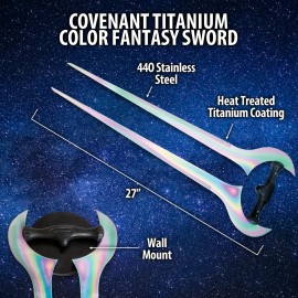 K Exclusive Covenant Titanium Color Fantasy Sword | Gaming Sword Replica | 27" in Length