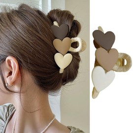 Heart Hair Clips Valentine's Day Hair Claw Clips Brown Heart Shape Claw Clips Matte Strong Hold Hair Jaw Clips Romantic Heart Hair Clip Hair Valentine Hair Styling Accessories Party Hair Decoration