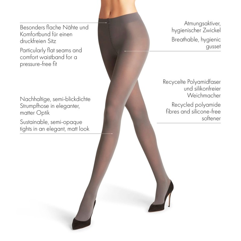 FALKE Women's Pure Matt 50 DEN W Ti Semi-Opaque Plain