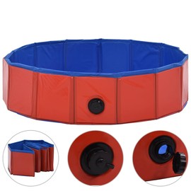 TREATLIFE HOME Foldable Dog Swimming Pool for Cooling Fun, Durable PVC, Indoor & Outdoor Use, 31.5" Diameter, Red